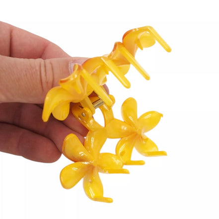 Dvigubas plaukų segtukas „Gėlės“ GELTONAS