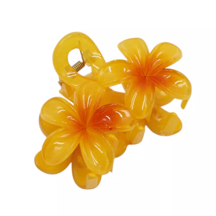 Dvigubas plaukų segtukas „Gėlės“ GELTONAS