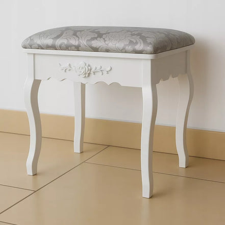 Kosmetinis staliukas su besisukančiu veidrodžiu ir taburete MISTY, baltas