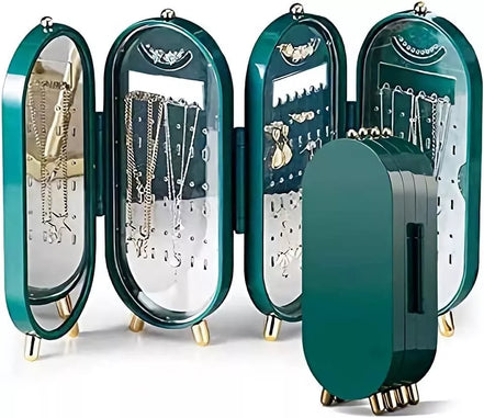 Papuošalų dėžutė su veidrodžiu žalia