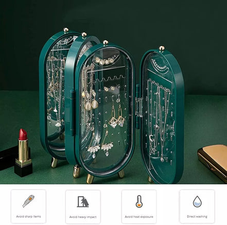 Papuošalų dėžutė su veidrodžiu žalia
