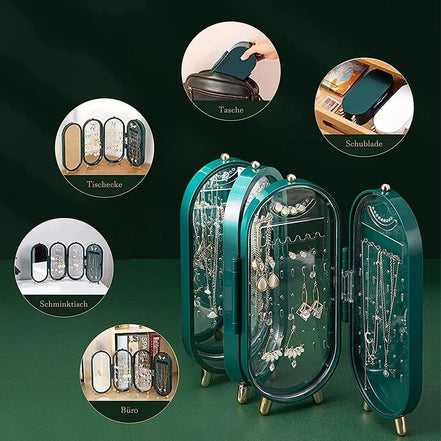 Papuošalų dėžutė su veidrodžiu žalia