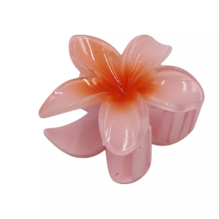 Plaukų segtukas „Gėlė“ – rožinės spalvos su raudonu centru