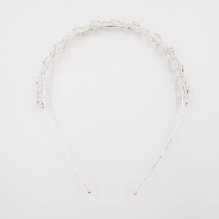 Sidabrinės spalvos plaukų lankelis su žėrinčiomis širdelėmis