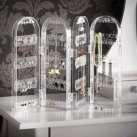 Skaidrus auskarų ir papuošalų stovas, 4 dalių