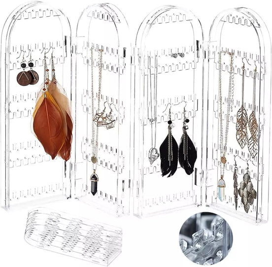 Skaidrus auskarų ir papuošalų stovas, 4 dalių