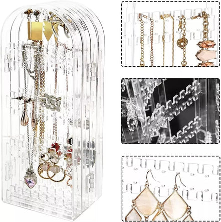 Skaidrus auskarų ir papuošalų stovas, 4 dalių