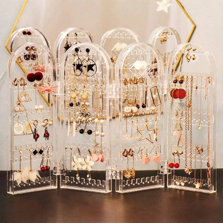 Skaidrus auskarų ir papuošalų stovas, 4 dalių