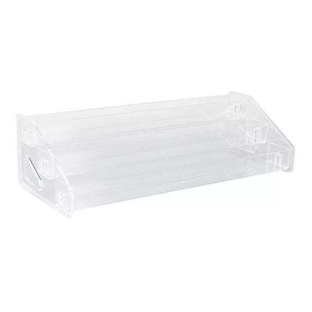 Skaidrus kosmetikos ir buteliukų stovas