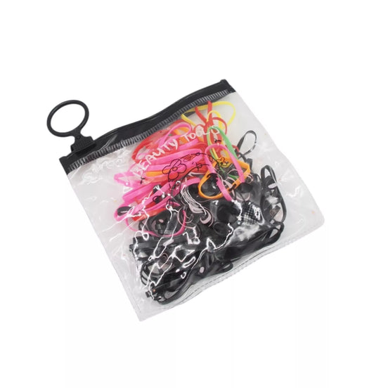 Spalvoti plaukų gumyčių rinkinys maišelyje