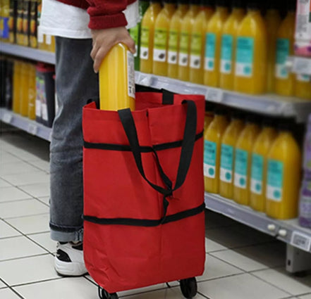 Sulankstomas krepšys su ratukais JUODAS