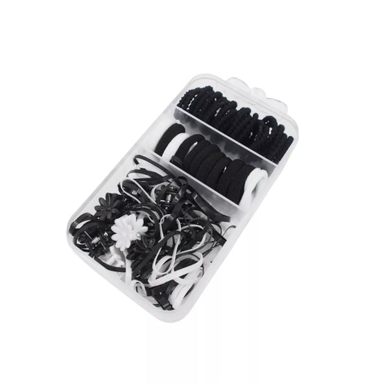 Vaikiškas plaukų aksesuarų rinkinys (juoda/balta spalva)